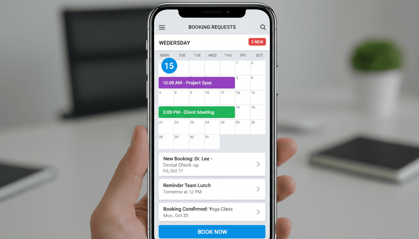 Automated appointment booking system on mobile device